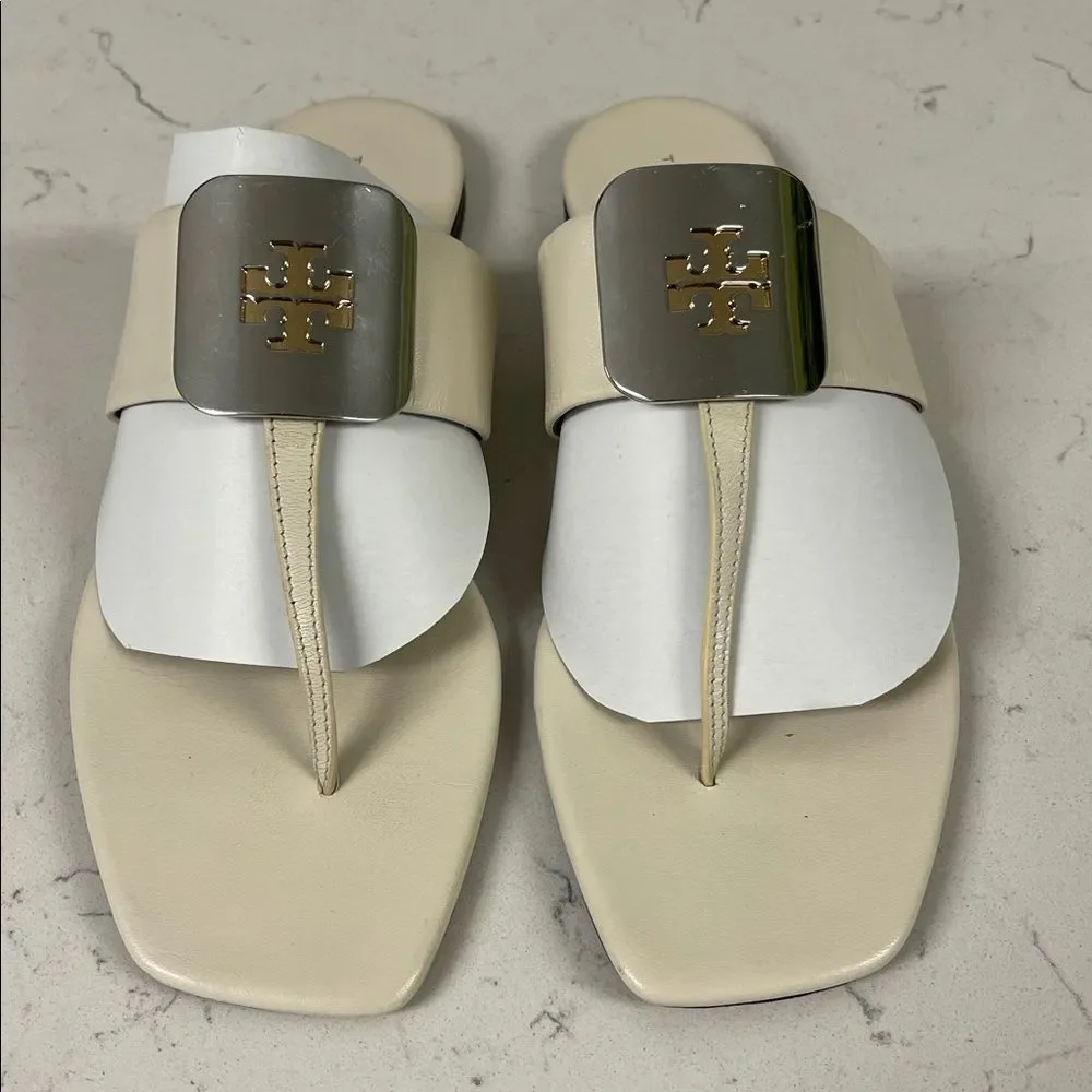Tory Burch Georgia Thong Sandal (Women) Light Cream Size 8 Flip Flop